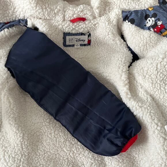 Gap Kids x Disney Mickey Mouse Hooded Sherpa Puffer Jacket Coat Blue Small (6-7) - Picture 9 of 12